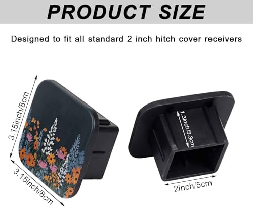 2 Inch Colorful Wild Floral Trailer Hitch Cover Rubber Receiver Tube Plug Cap - Image 2