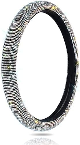White Bling Women Steering Wheel Cover - Image 5