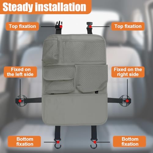 Car Backseat Organizer, Leather Auto Seat Back Kick Mats Protector, Travel - Image 4