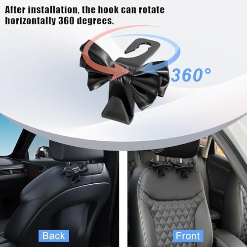 2 PCS Car Seat Headrest Hooks, Cute Bow Purse Hook Hanger - Image 5