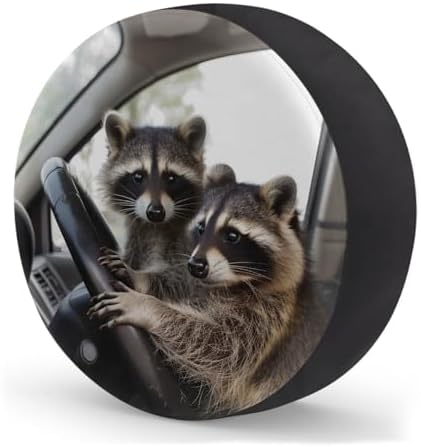 Raccoon Funny Animal Spare Tire Cover Waterproof Dust-Proof Spare Wheel Covers - Image 2