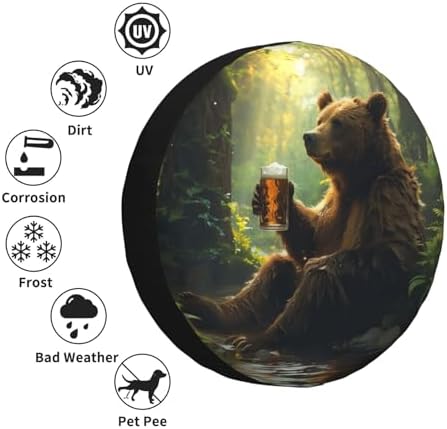 Bear Holding A Beer Mug Spare Tire Cover Weatherproof Universal Wheel - Image 5