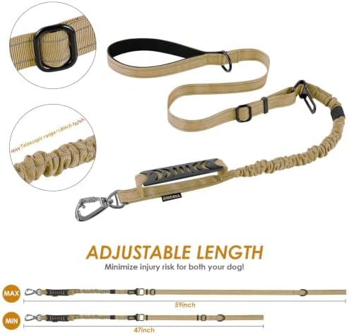 AUBELL Tactical Dog Leash Heavy Duty, 4-6ft No Pull Bungee Leash - Image 6