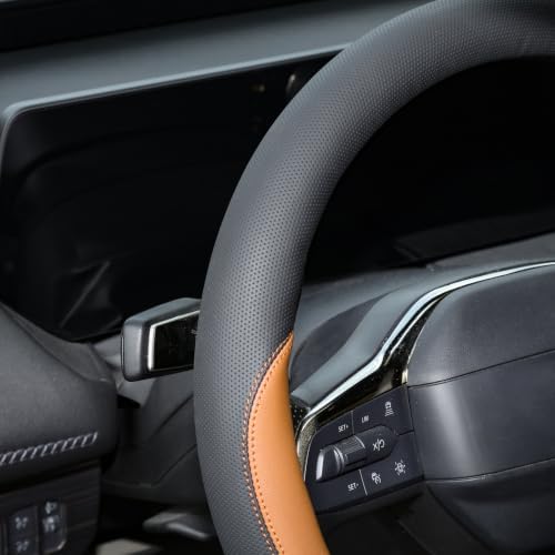 Valleycomfy Microfiber Leather Steering Wheel Cover 14.5"-15" Brown - Image 6
