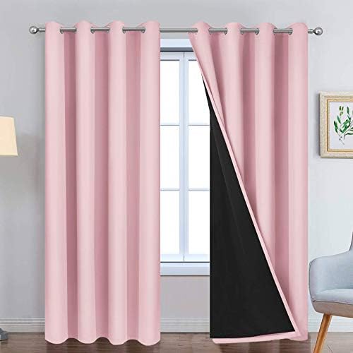 Yakamok Pink 100% Blackout Curtains 84 Inches Long by Yakamok
