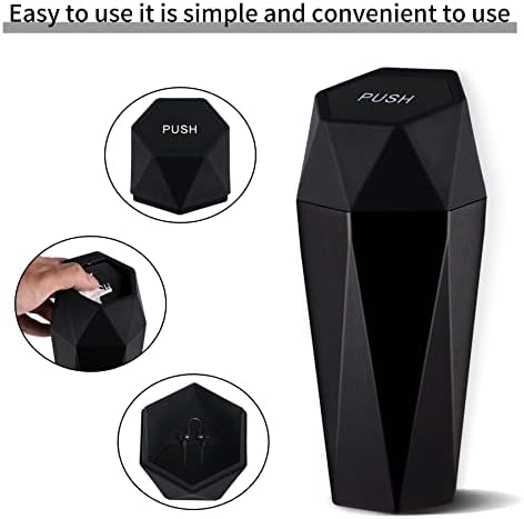 JUSTTOP Car Trash Can with Lid, Diamond Design Small Automatic Portable Trash - Image 3