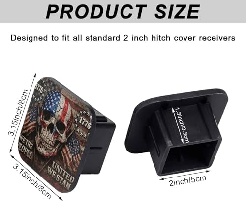 2 Inch American Flag Skull Trailer Hitch Cover Rubber Receiver Tube Plug Cap - Image 2