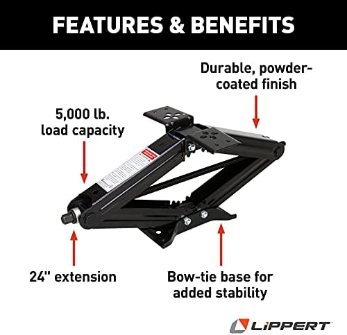 Lippert Manual RV Scissor Jack Kit, 000 lbs. 24" Extended, 4-1/4" Retracted - Image 3