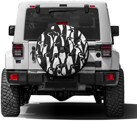Penguins Black White Spare Tire Cover by Foruidea