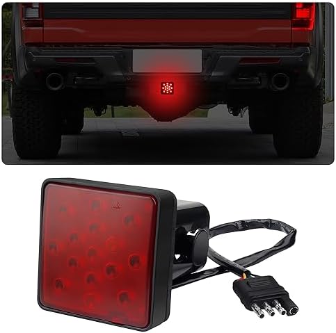 carleef 15 LED Trailer Hitch Brake Light, 12V Red Lights Smoked Tail Lights by Unknown