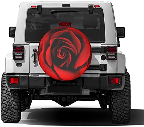KiuLoam Vibrant Red Rose Flower Spare Tire Cover Polyester Universal Sunscreen - Image 2