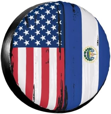 USA El Salvador Flag Spare Tire Cover, Universal Waterproof & Dustproof Wheel by YSYZSDS