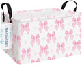 Rectangular Collapsible Pink Bowknot Storage Basket Organizer by LANGYASHAN