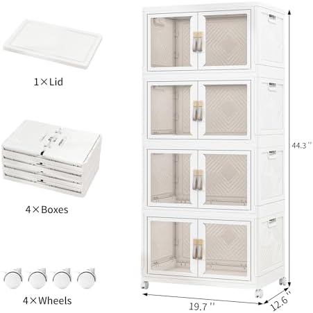 Stackable Storage Bins with Doors & Lids & Wheels - Image 2