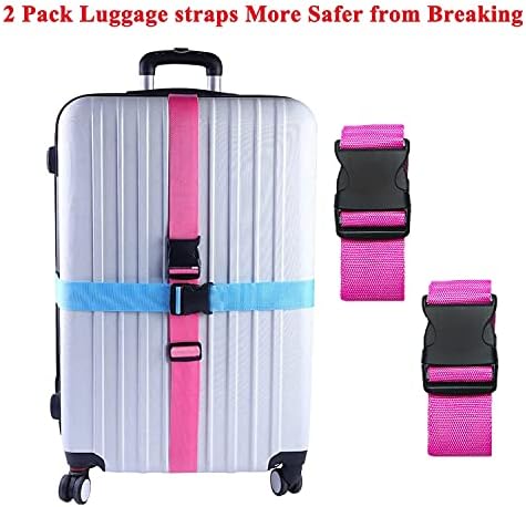 2 Pack Suitcase Belts, Adjustable Luggage Straps, Bright Colors Travel Packing - Image 2
