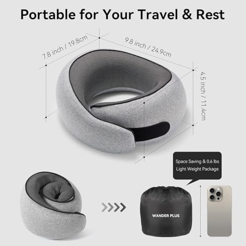 WANDER+® Travel Neck Pillow, Pure Memory Foam Neck Pillow - Image 2
