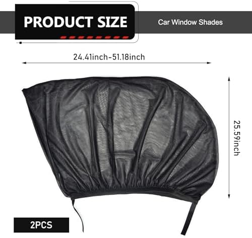 2 PCS Car Window Shades, Stretchable Side Window Full Coverage Sun Shade - Image 2