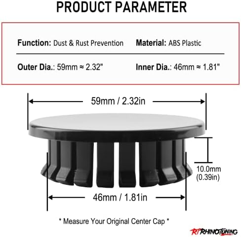 RTrhinoTuning 4pcs 59mm Wheel Center Caps Compatible - Image 2