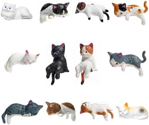 12 Pcs Cute Cat Car Accessories Funny Resin Cat Figurines by Twpribarn