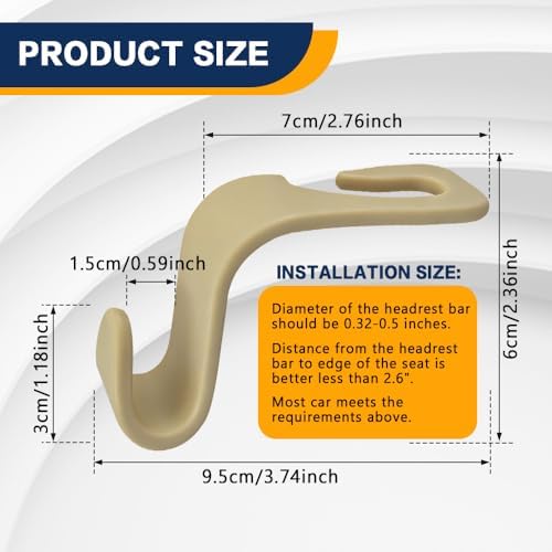 4PCS Car Seat Headrest Hooks, Car Purse Hook, Seat Back Organizer Storage - Image 2