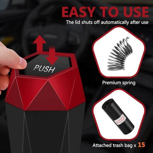 Car Trash Can with Lid, 15 Trash Bags, 1 Pack - Image 2