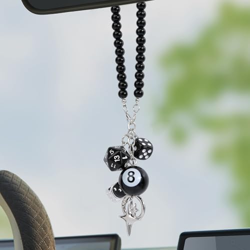 YGMONER 8 Ball Dice for Car Mirror, Y2K Aesthetic Lucky Charm Car Rear View by YGMONER