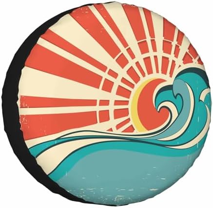 Sun and Sea Waves Spare Tire Cover Nature Poster Polyester Universal Wheel Tire by NOMEDOGYIM
