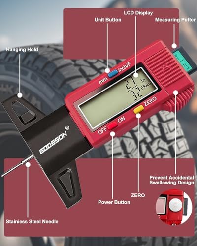 GODESON Tire Tread Depth Gauge, Digital Tire Thread Depth Gauge - Image 2
