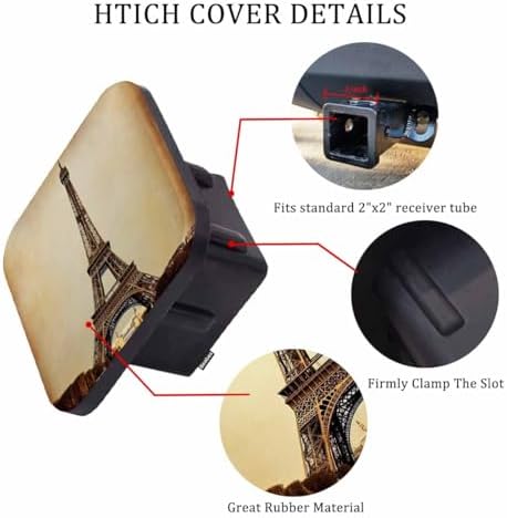 Eiffel Tower Hitch Covers for Trucks Grunge Paris Eiffel Tower Trailer Hitch - Image 3