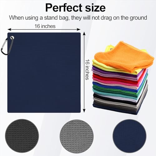 3 Pack 16" X 16" Golf Towels for Golf Bags, 3 Dark-Blue Colors - Image 6