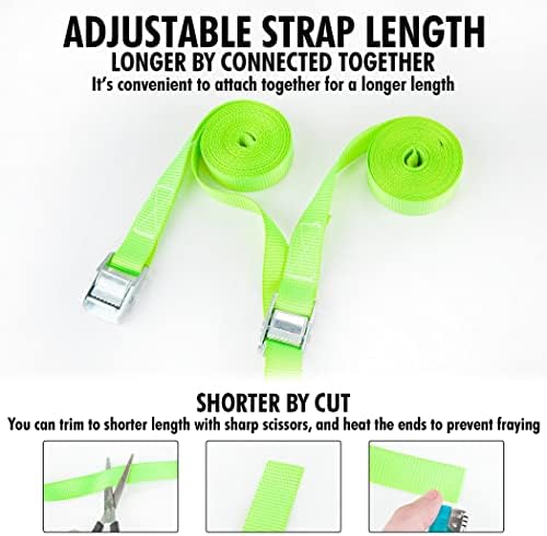Cartman 1" x 12 ft Lashing Straps, 6 Pack, 600 lb Break Strength - Image 5