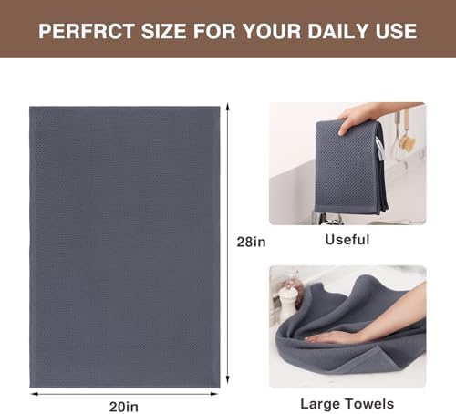 Homaxy 100% Cotton Oversized Waffle Weave Kitchen Towels 4-Pack, Dark Grey - Image 3