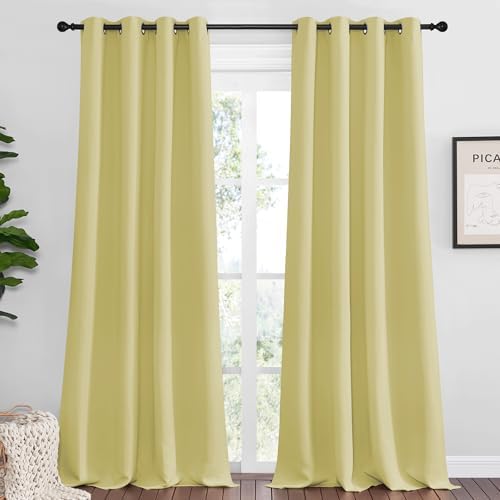 NICETOWN Paler Yellow Blackout Curtains 102" Long by NICETOWN