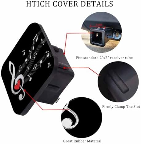 Auto Hitch Cover for Trucks Music Notes, Swirl Treble Love Music Sheet Notes - Image 3