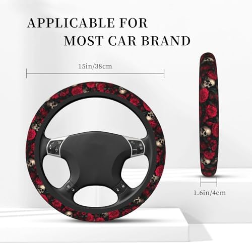 KARREAL Red Rose Skull Steering Wheel Cover - Image 4