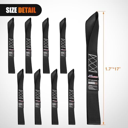 Nilight Soft Loop 1.7"x17" Motorcycle Tie Down Straps 12, 000LBS 8PK Black - Image 2