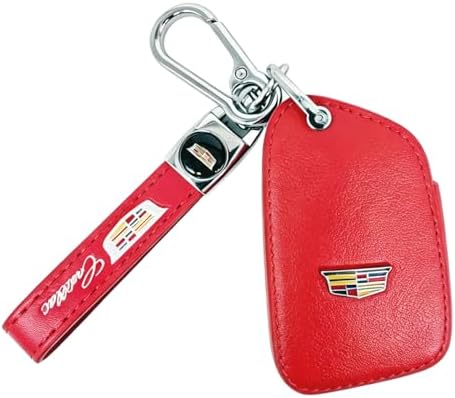 Leather Key Fob Cover for Cadillac, 5 Button Protector Case Compatible by ZERAL