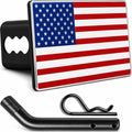 2.5" American Flag Metal Trailer Hitch Cover by AutoAccessores