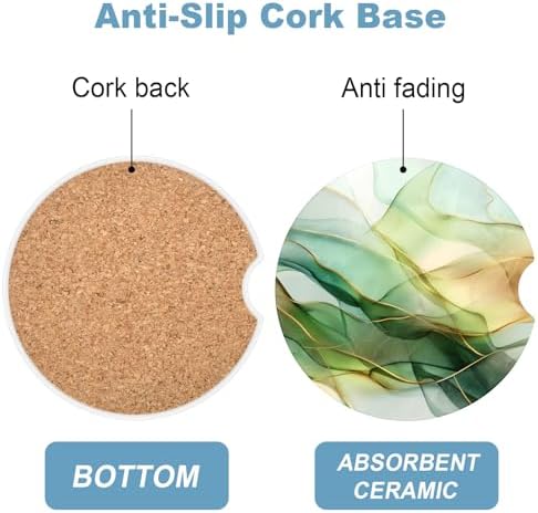 2 Pack Car Cup Holder Coaster, 2.63 inch Anti Slip Insert Absorbent Ceramic Car - Image 3