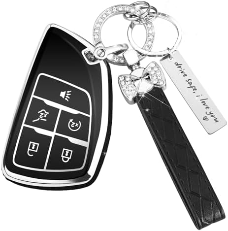 for Chevy Key Fob Cover, 5 Button TPU Protection Case by HEKBRYN