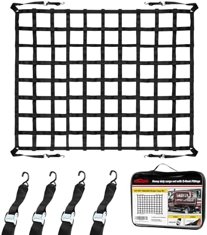 Cargo Net for Pickup Truck Bed Adjustment 66" x 82"-2” Wide Mesh by Autofonder