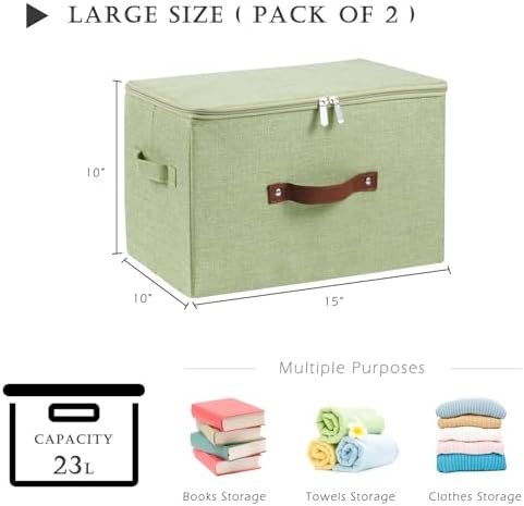 2PCS Storage Bins with Zipper Lids Decorative Lidded Basket Box - Image 3
