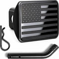 2" American Black Flag Stainless Steel Hitch Cover by AutoAccessores