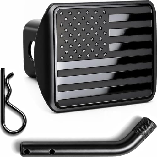 2" American Black Flag Stainless Steel Hitch Cover by AutoAccessores
