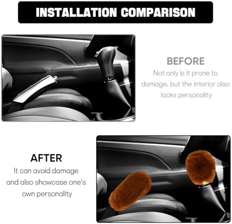 Hovom 2PCS Fluffy Car Gear Shift Knob Cover & Handbrake Cover - Image 6