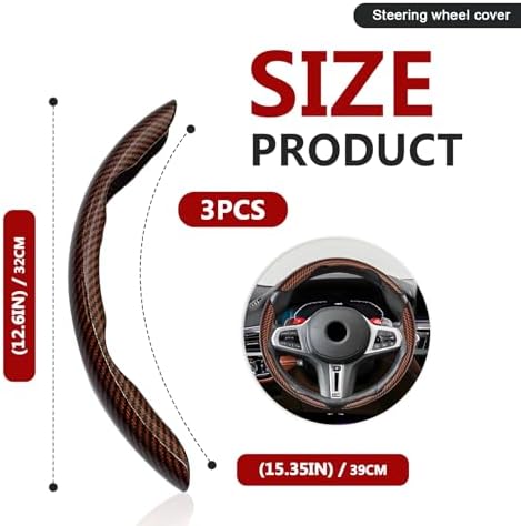 3pcs Universal Carbon Fiber Steering Wheel Cover - Image 2