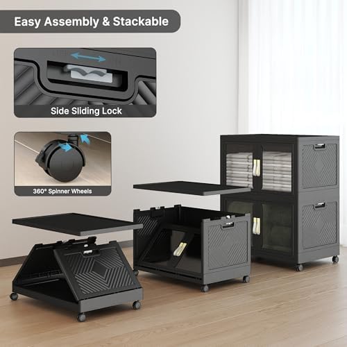 Stackable Storage Bins with Doors & Lids & Wheels - Image 4