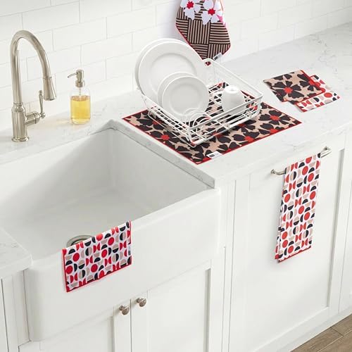 RITZ 6-Piece Flowers & Moons Microfiber Kitchen Set – Retro Mid-Century Modern - Image 5