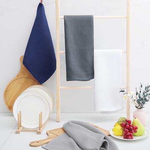 Homaxy 100% Cotton Waffle Weave Kitchen Dish Towels 18-Pack, Light Gray - Image 5