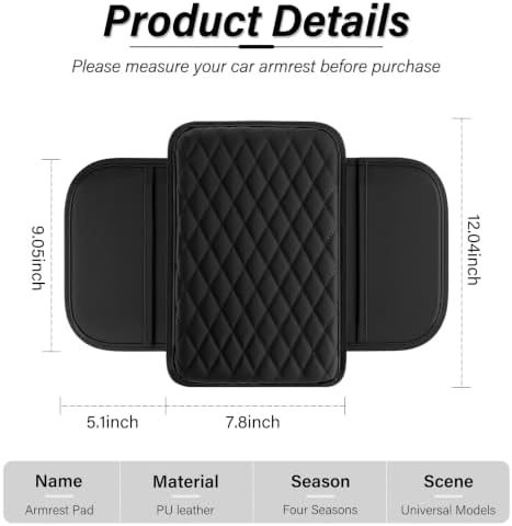 Amiss Car Center Console Cover, Upgraded Leather Car Armrest Cushion - Image 2